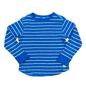 GAP Waffle Knit Long Sleeve Striped Shirt 5 Blue White